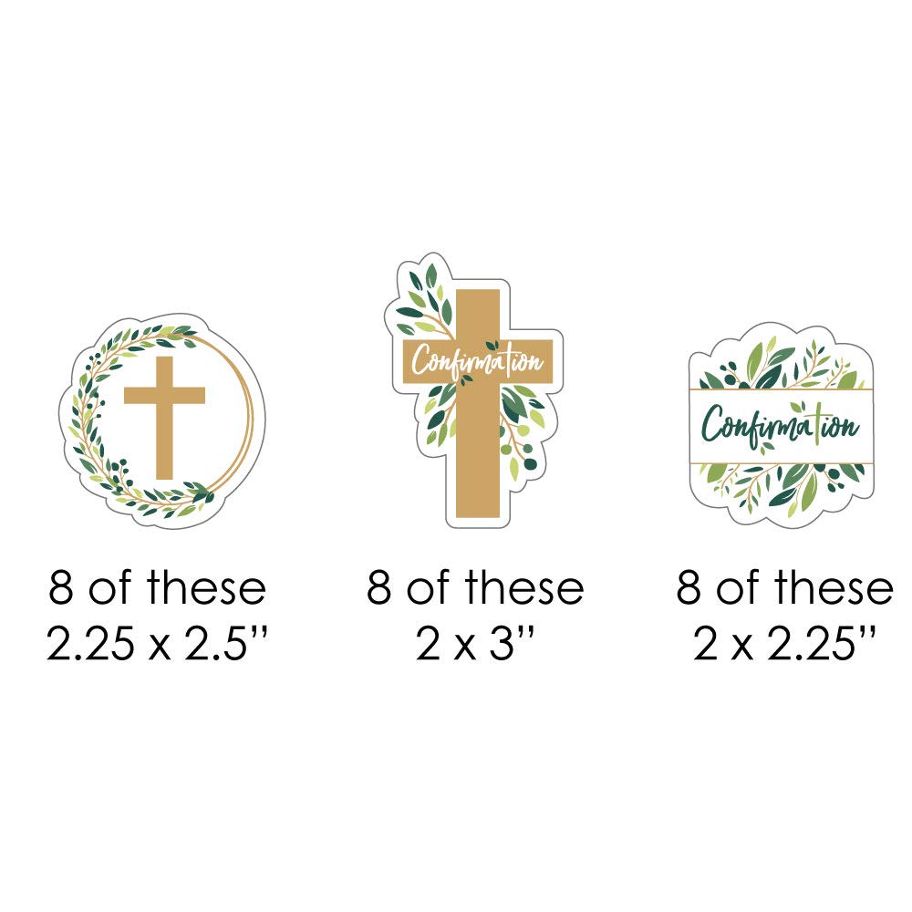 Confirmation Elegant Cross - Paper Straw Decor - Religious Party Striped Decorative Straws - Set of 24