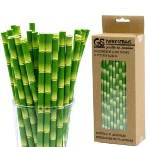 ctigers bamboo print biodegradable drinking paper straws for party box of 100