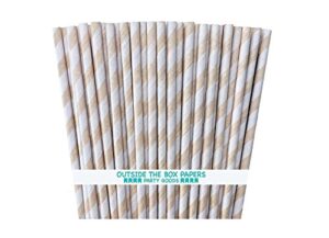 outside the box papers kraft brown striped paper straws 7.75 inches 75 pack kraft brown