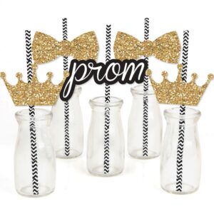 prom - paper straw decor - prom night striped decorative straws - set of 24