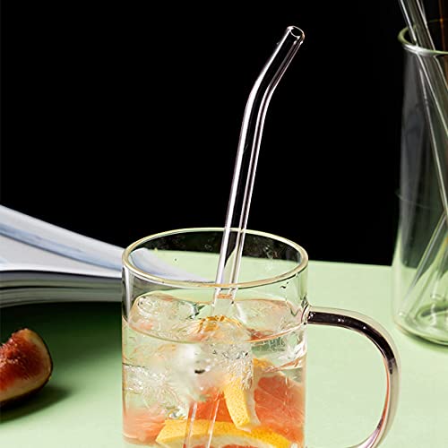 Reusable Glass Straws, 8mm Straight Bent Glass Drinking Straws, 4 Pcs Straws with Cleaning Brush, BPA Free Eco Friendly Glass Straws for Beverages, Shakes, Milk Tea, Juices, Cocktail (Pink)