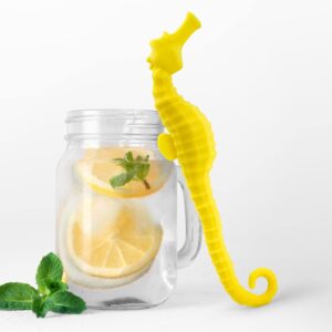 hoobbe silicone reusable animal straw for kids, fun and cute for pool side party, birthday party, under the sea party, bpa free, dust-proof and dishwasher safe (seahorse), 1 straw per pack