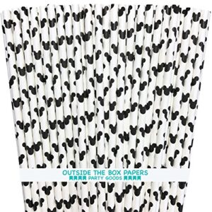 mickey mouse inspired paper straws - black white - 100 pack - outside the box papers brand