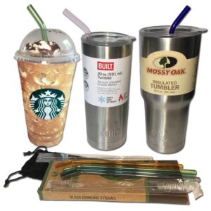 Reusable Glass Drinking Straws Set Of 6, Multi-Color 10" Long Straw for Yeti Tumbler, Ozark, Non toxic, Shatter Resistant,A Family Pack That Can Replace All Plastic, Silicone Or Metal Straws.