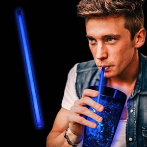 fun central - 25 pack - 9 inch blue glow straws | for halloween party supplies, rave parties, edm concerts, glow parties, weddings, kids birthdays.