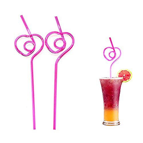 25 Pack Heart-Shaped Party Straws Drinking Sipping Straws, Novelty Props for Party