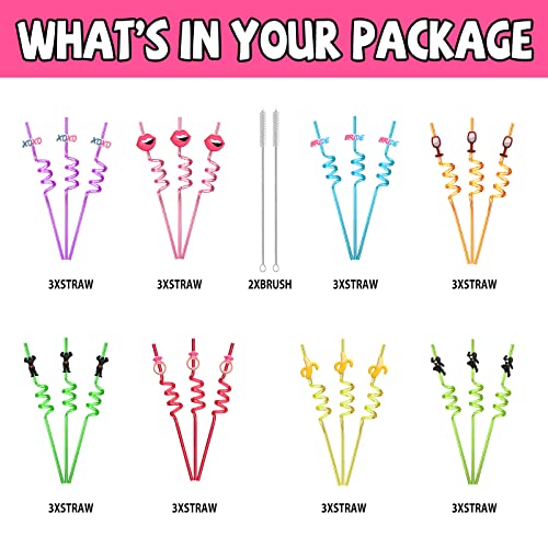 24 Bachelorette Party Favors Bride Shower Drinking Straws for Bachelorette Party Supplies with 2 PCS Straws Cleaning Brush