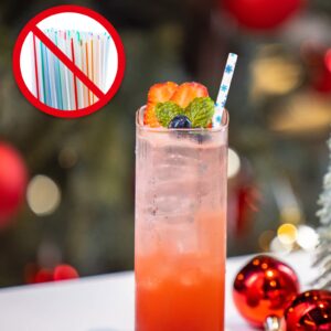 Whaline 200Pcs Winter Paper Straws Snowflake Disposable Straw for Winter Holiday Xmas Beverage Cocktail Birthday Home Party Supplies