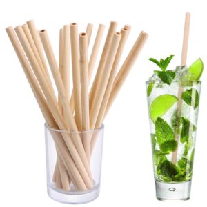 q-dirt pro reusable bamboo drinking straws 7.8 inches 100% natural eco friendly biodegradable and organic 20 sticks bamboo wooden straw includes cleaning brushes