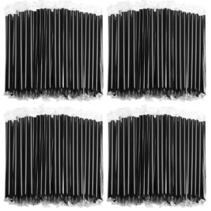 800 pcs black boba straws large smoothie straws, individually wrapped disposable 11mm extra wide plastic large wide mouth milkshake straws cocktail straws for drinks (0.43'' w x 9.45'' l)