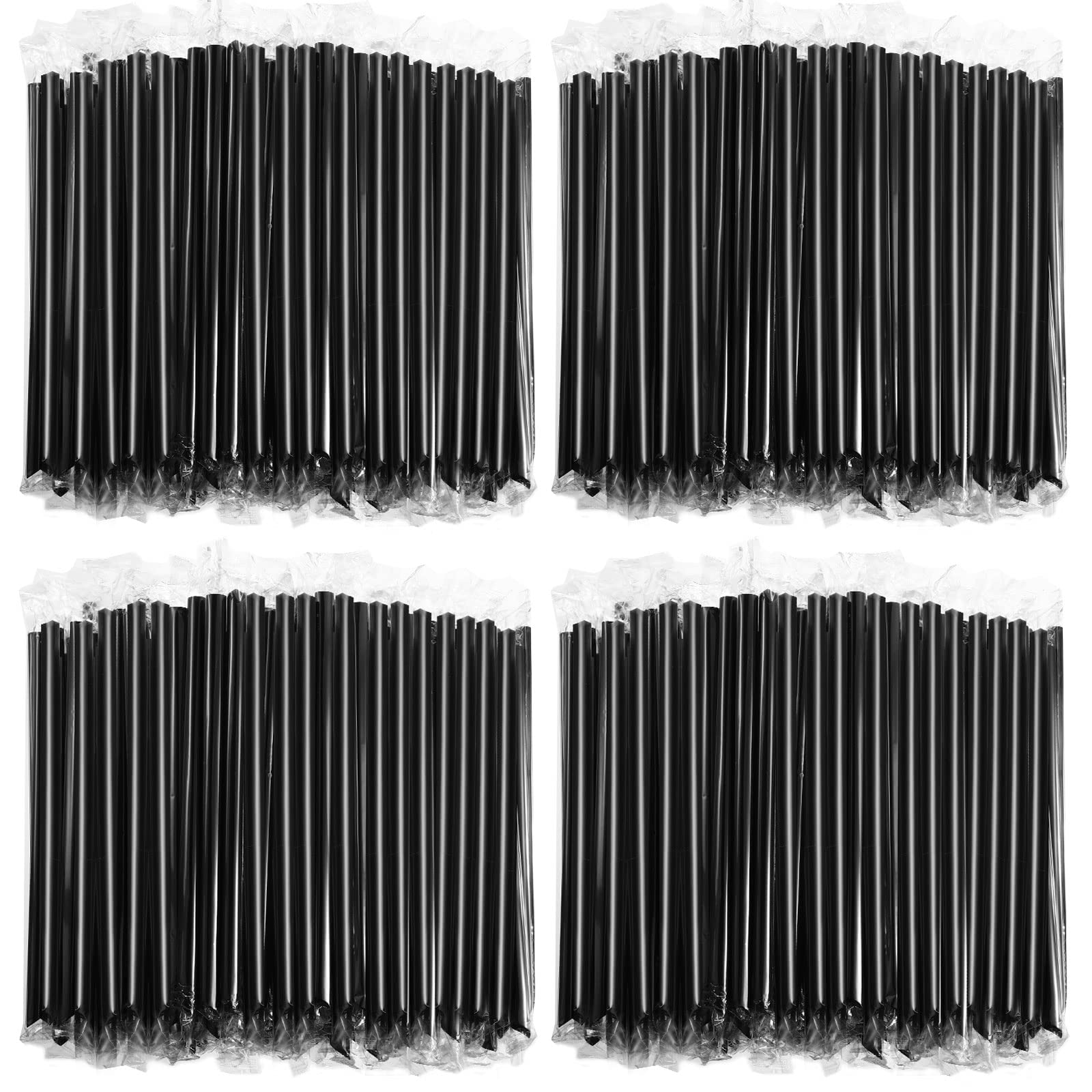 800 Pcs Black Boba Straws Large Smoothie Straws, Individually Wrapped Disposable 11mm Extra Wide Plastic Large Wide Mouth Milkshake Straws Cocktail Straws for Drinks (0.43'' W x 9.45'' L)