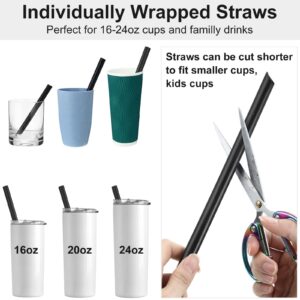 800 Pcs Black Boba Straws Large Smoothie Straws, Individually Wrapped Disposable 11mm Extra Wide Plastic Large Wide Mouth Milkshake Straws Cocktail Straws for Drinks (0.43'' W x 9.45'' L)