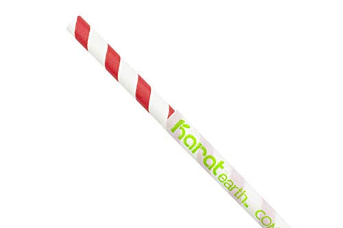 Karat Earth KE-C9338 10.25" Giant Paper Spiral Straws (7mm),Wrapped,Red & White (1,200 ct)