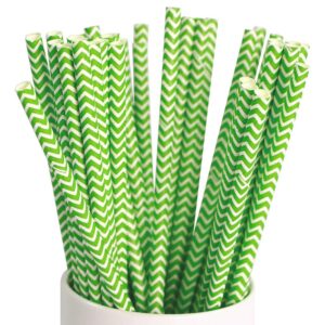 paper straws, webake paper drinking straws, 100 bulk 7.75 inch disposable biodegradable straws, wave patterned restaurant supplies party decorations, christmas green striped
