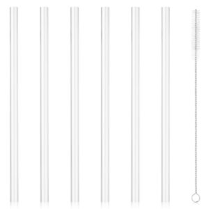 straws set for yeti rambler bottle, including 6pcs replacement straws and 1pc cleaning brush, 8.39 inch length cuttable drinking straws reusable replacement straws