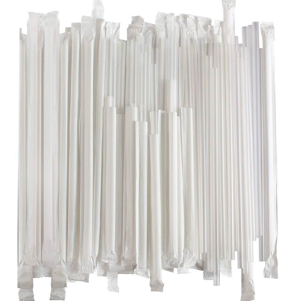 Straws Disposable - BPA-Free Straws - Clear Plastic Straws Individually Wrapped - Restaurant Style Straws - A Fantastic Eco Friendly Alternative to Plastic Drinking Straws (7³/4'' - 300Pcs)