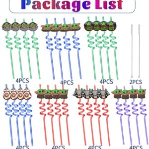 28 Pack Star Birthday Party Supplies Straws, Reusable Straws for Star Party Supplies, Party Supplies, Party Gifts, Perfect for Birthday Party Decorations, with 2 Cleaning Brushes