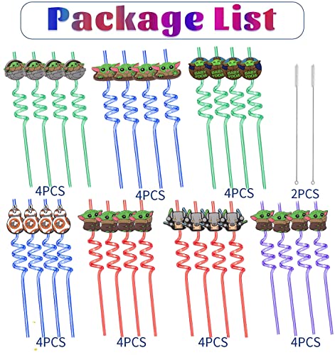 28 Pack Star Birthday Party Supplies Straws, Reusable Straws for Star Party Supplies, Party Supplies, Party Gifts, Perfect for Birthday Party Decorations, with 2 Cleaning Brushes