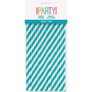 striped paper smoothie straws | caribbean teal | 40 pcs