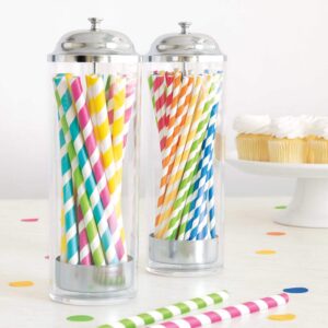 Striped Paper Smoothie Straws | Caribbean Teal | 40 Pcs