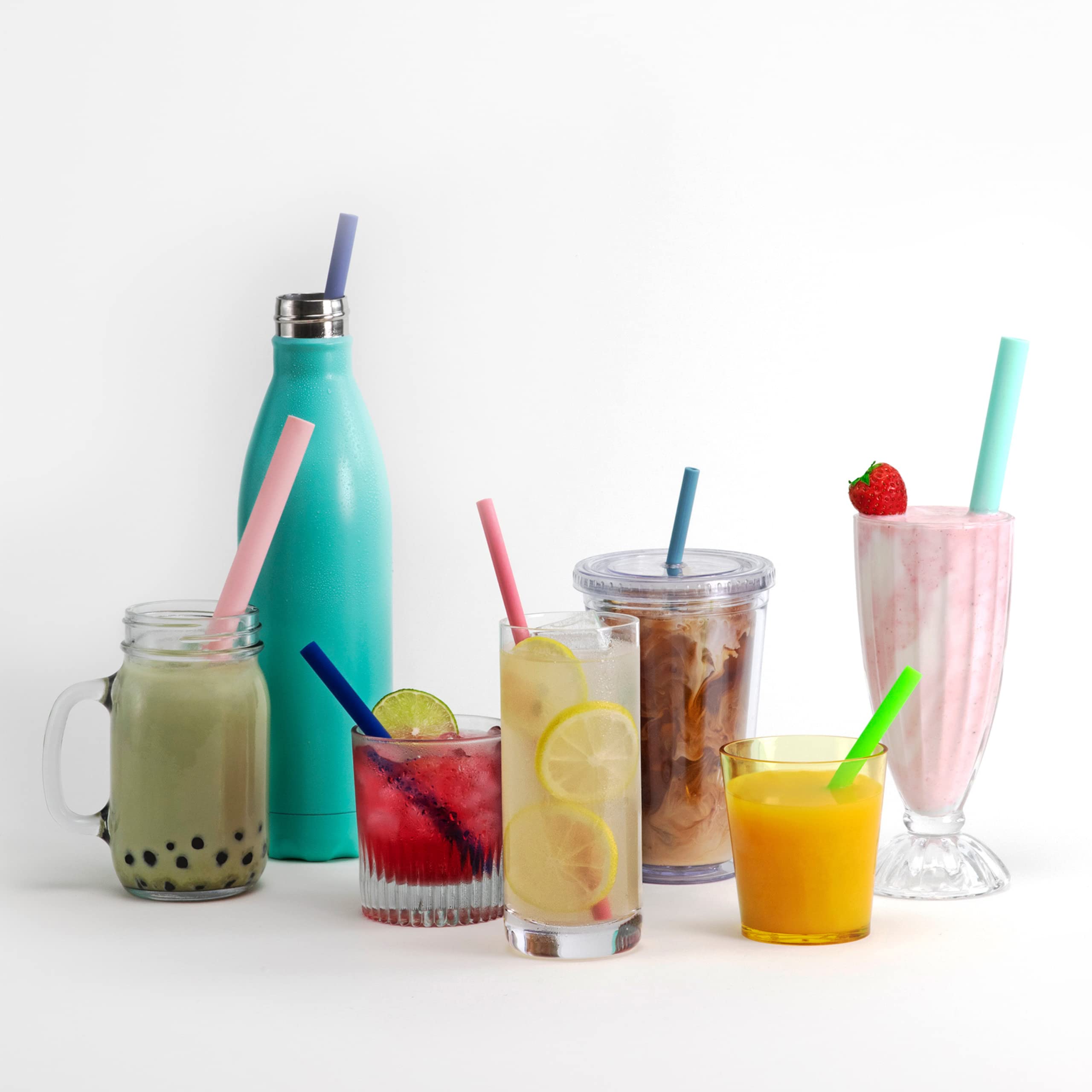 GIR: Get It Right | Silicone Straws Perfect for Small Glasses | Great for Hot + Cold Drinks |, Geode, 10-Pack, 10 CountÉ