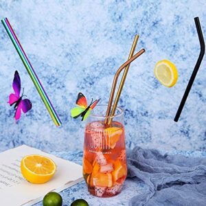Reusable Metal Straws 50Pcs.8.5” Rose Gold Color Stainless Steel Drinking Straws in Bulk For Wholesale.215x6mm All Curved Straight Straws for 20oz Tumblers Yeti (50pcs all straight Rose gold-8.5")