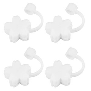 tomaibaby 4pcs straw tips cover silicone reusable dust-proof drinking straw tips lids plugs decorative straw cap party supplies(white)