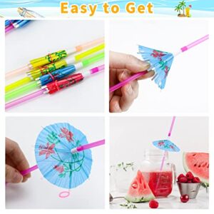 Hysagtek 50 Pcs Drinking Straws Bendable Cocktail Straws Decorations for Luau Party, Pool Party, Birthday Party, Hawaiian Party Decor Tableware Decoration (Umbrella)