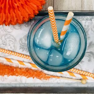 Orange and White Paper Straws - Party Supply - Stripe and Chevron - 7.75 Inches - 50 Pack - Outside the Box Papers Brand