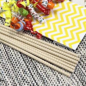 Paper Straws - Kraft Brown - Stripe Chevron Dot - 7.75 Inches - 100 Pack - Outside the Box Papers Brand