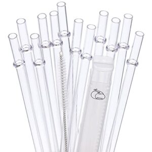 ayoyo 12 pack 11 inch reusable plastic straws clear tritan drinking straw portable straws with telescopic case/cleaning brush for 24oz - 40oz mason jar tumblers