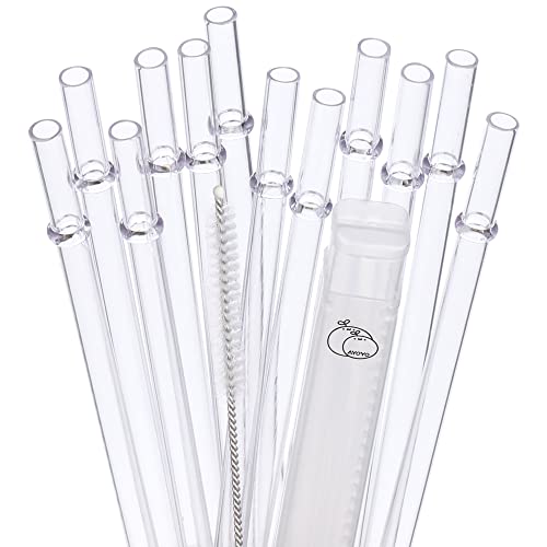 AYOYO 12 Pack 11 Inch Reusable Plastic Straws Clear Tritan Drinking Straw Portable Straws With Telescopic Case/Cleaning Brush for 24oz - 40oz Mason Jar Tumblers