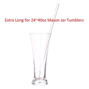 AYOYO 12 Pack 11 Inch Reusable Plastic Straws Clear Tritan Drinking Straw Portable Straws With Telescopic Case/Cleaning Brush for 24oz - 40oz Mason Jar Tumblers