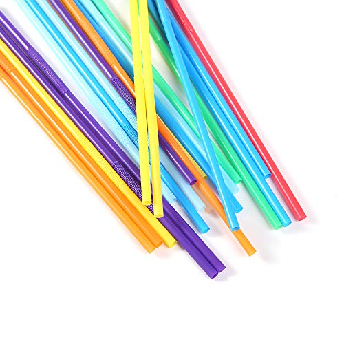 10.23 Inches Colorful Plastic Drinking Straws, Individually Packaged Disposable Plastic Straws, Extra Long Flexible Straws for Picnics and Parties, Pack of 200