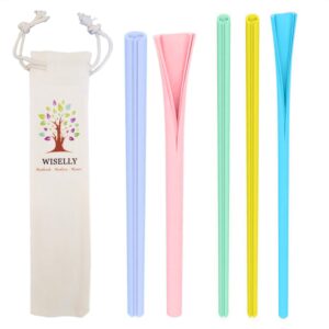 reusable travel straws openable easy clean no brush needed (4 small + 4 large + 1 pouch) dishwasher safe (2 wide sizes) for thick smoothie, milkshakes, coffee, soda, juice (random colors)