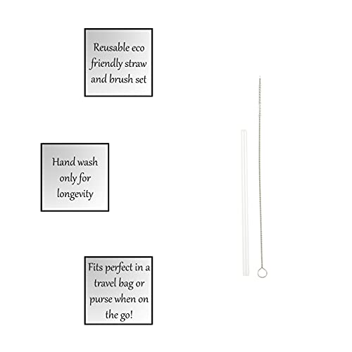 Santa Barbara Design Studio SIPS Drinkware Reusable Glass Cocktail Straws with Cleaning Brush, Set of 4, 5-Inches, Clear