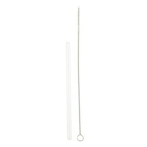 Santa Barbara Design Studio SIPS Drinkware Reusable Glass Cocktail Straws with Cleaning Brush, Set of 4, 5-Inches, Clear