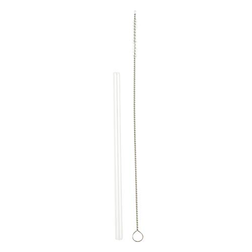 Santa Barbara Design Studio SIPS Drinkware Reusable Glass Cocktail Straws with Cleaning Brush, Set of 4, 5-Inches, Clear