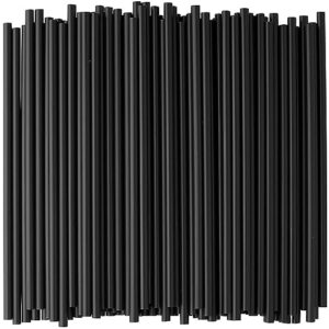 150 pack of 12" black plastic disposable drinking straw wrapped