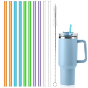replacement straws compatible with stanley 40oz cup tumbler, 10 pack colorful reusable straws with cleaning brush for stanley adventure travel tumbler, plastic straw for stanley accessories