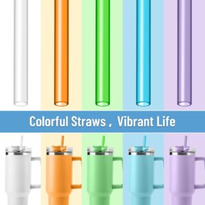 Replacement Straws Compatible with Stanley 40oz Cup Tumbler, 10 Pack Colorful Reusable Straws with Cleaning Brush for Stanley Adventure Travel Tumbler, Plastic Straw for Stanley Accessories