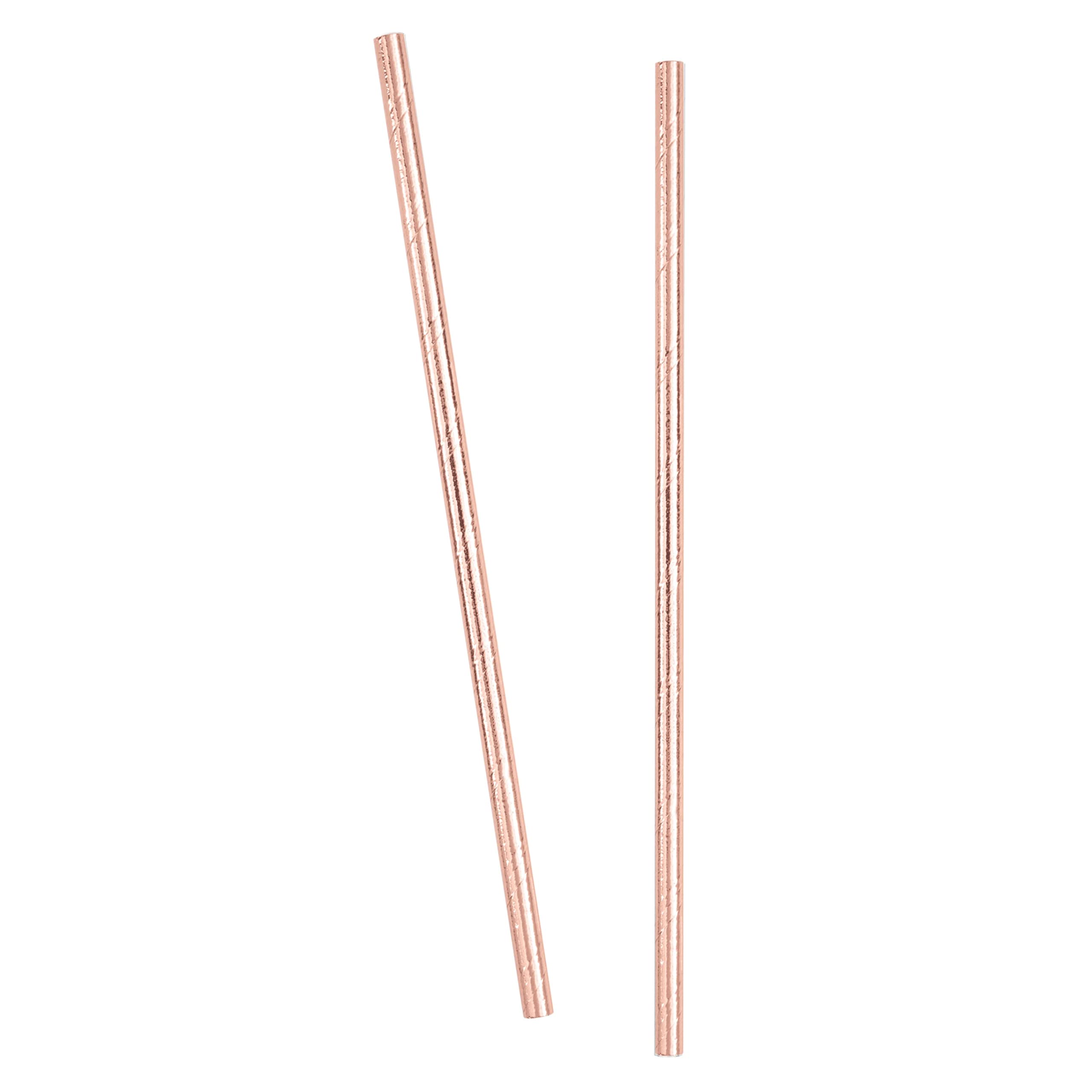 Shimmering Rose Gold Foil Paper Straws - 8.25" (Pack of 10) | Elegant Design & Biodegradable Materials | Perfect for Any Event