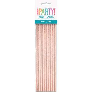 Shimmering Rose Gold Foil Paper Straws - 8.25" (Pack of 10) | Elegant Design & Biodegradable Materials | Perfect for Any Event