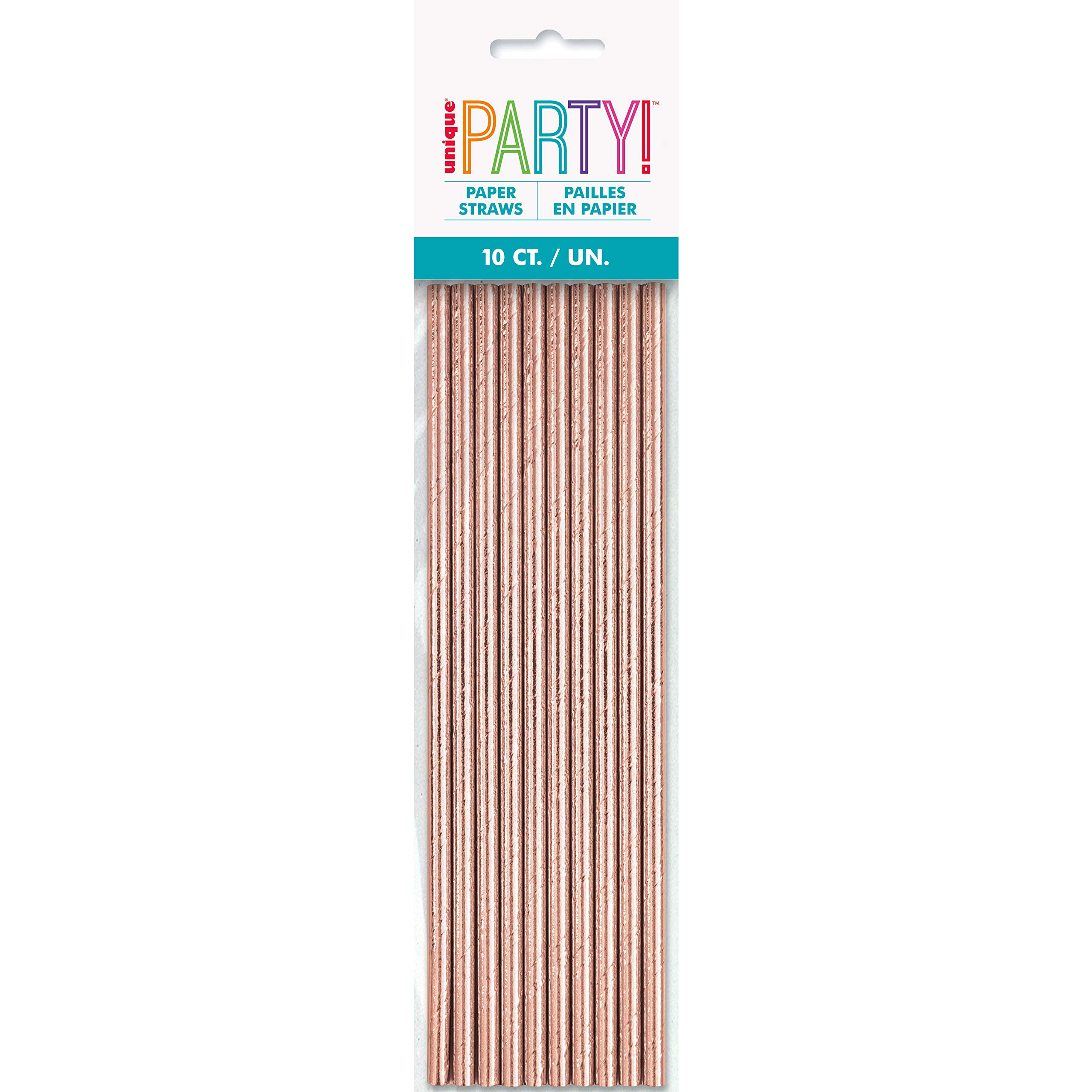 Shimmering Rose Gold Foil Paper Straws - 8.25" (Pack of 10) | Elegant Design & Biodegradable Materials | Perfect for Any Event