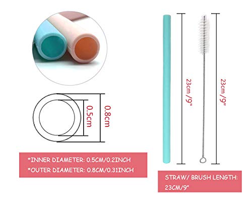 Silicone Straws Reusable Drinking Straw Pack-of-6 Soft Beverage Water Drink Straw -for 30oz and 20oz Tumblers - Trim & Cuttable, Comes with Cleaning Brush-2Pack (2Boxes)