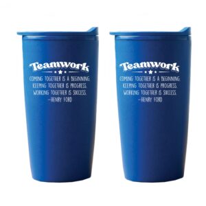 cheersville 2 pack of 20 oz. blue wheat straw tumblers - thank you gift - eco-friendly gift for employee teamwork appreciation lightweight sustainable