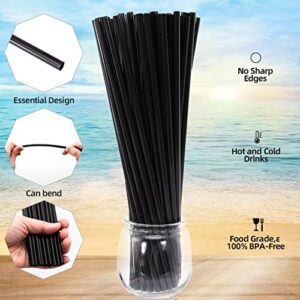 RAIBEATTY Disposable Drinking Straws,500 Pcs Black Plastic Straws,BPA-Free Plastic Drinking Straws,Extra Long Straws for Party Drinking (0.23''Diameter and 10.2"Long)