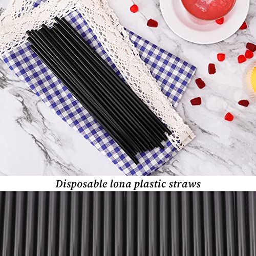 RAIBEATTY Disposable Drinking Straws,500 Pcs Black Plastic Straws,BPA-Free Plastic Drinking Straws,Extra Long Straws for Party Drinking (0.23''Diameter and 10.2"Long)