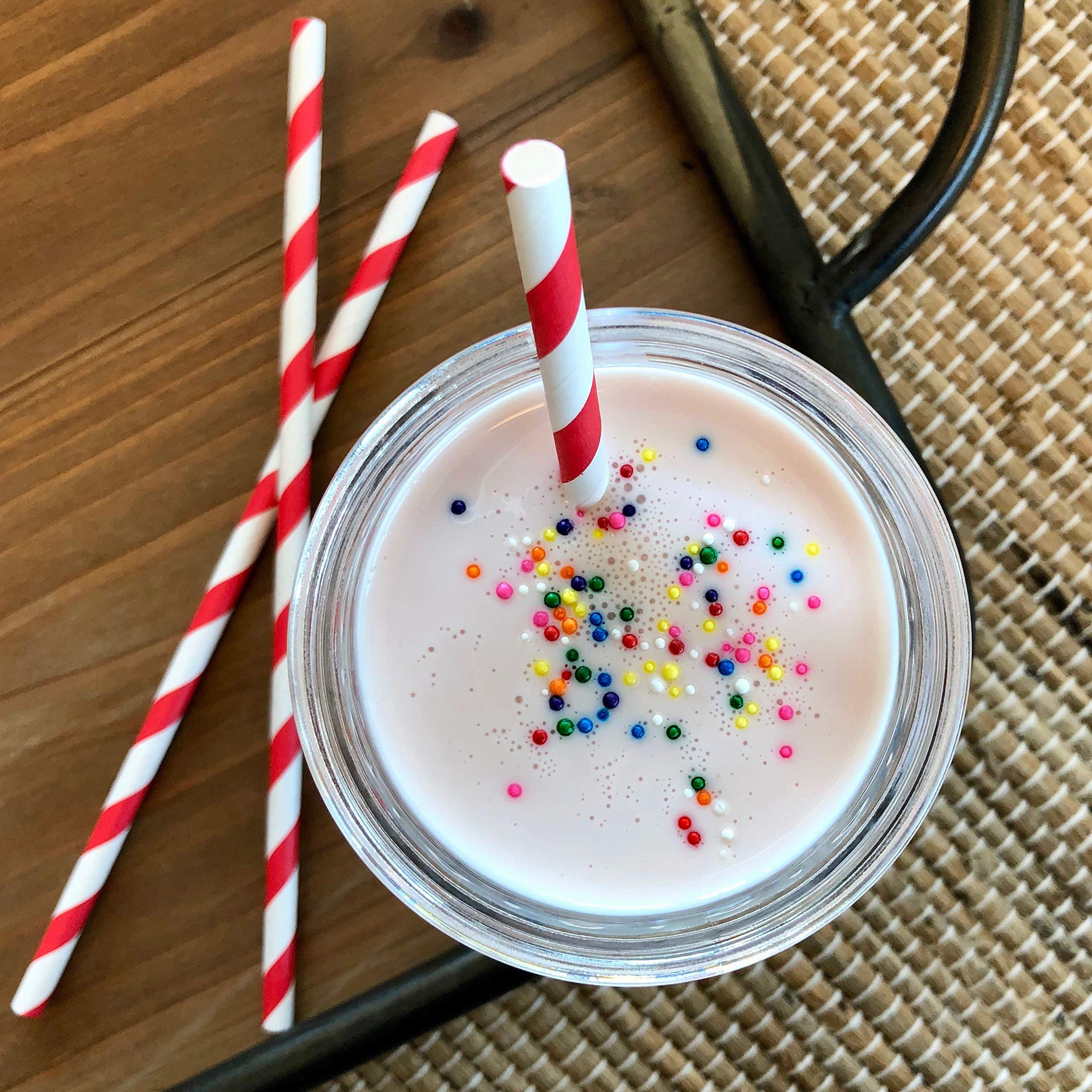 Paper Drinking Straws - Red and White - Christmas Valentine Birthday Party Supply - Stripe Chevron Polka Dot - 7.75 Inches - 100 Pack Outside the Box Papers Brand