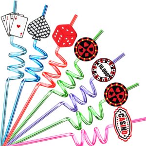 casino party favors casino straws 24pcs casino theme party decorations supplies casino plastic crazy straws for las vegas birthday party, casino night, poker events party decorations